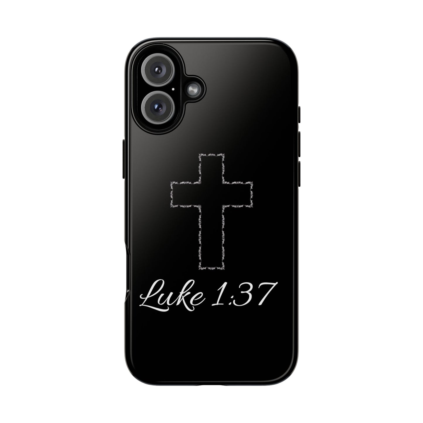 Inspirational Phone Case with Cross - Luke 1:37