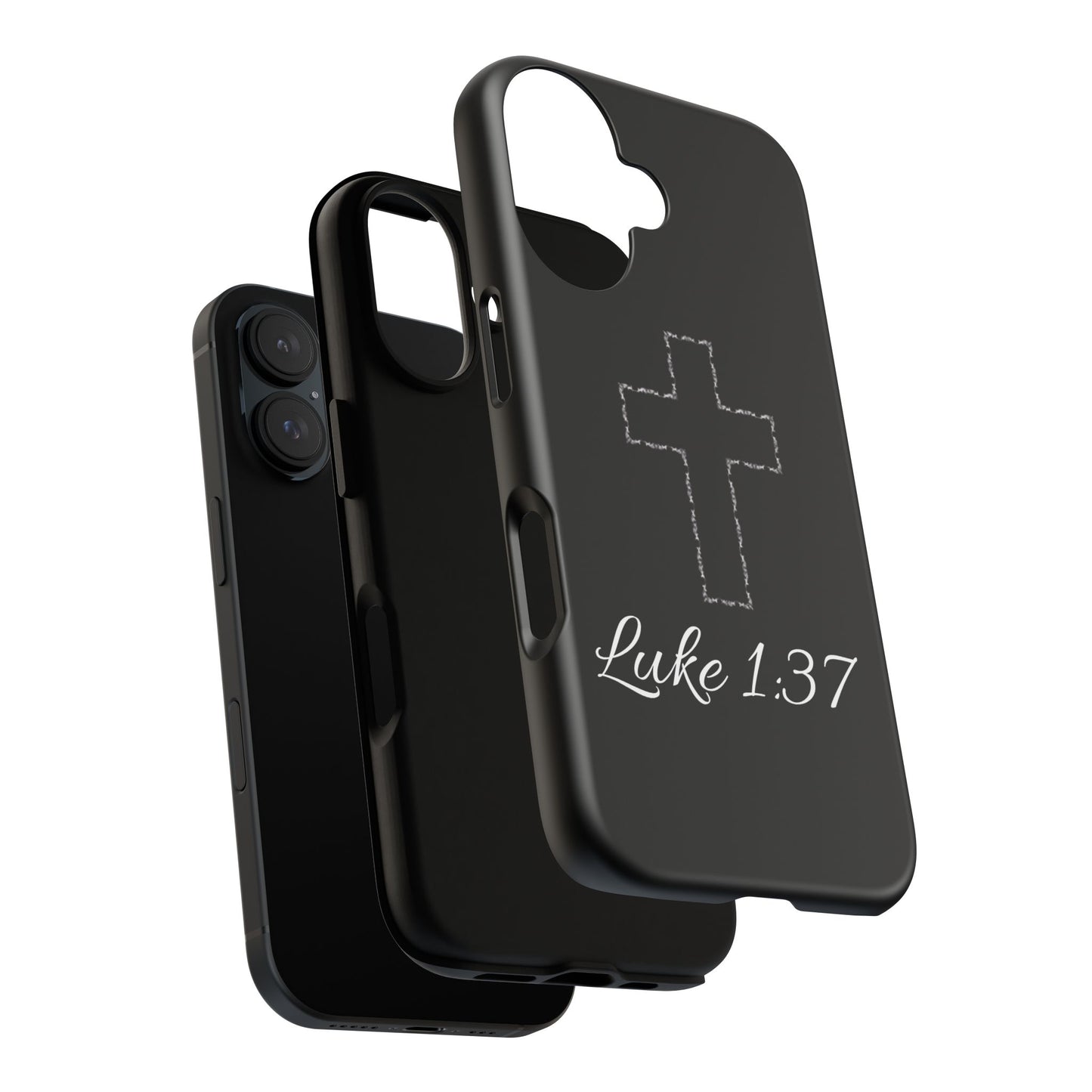 Inspirational Phone Case with Cross - Luke 1:37