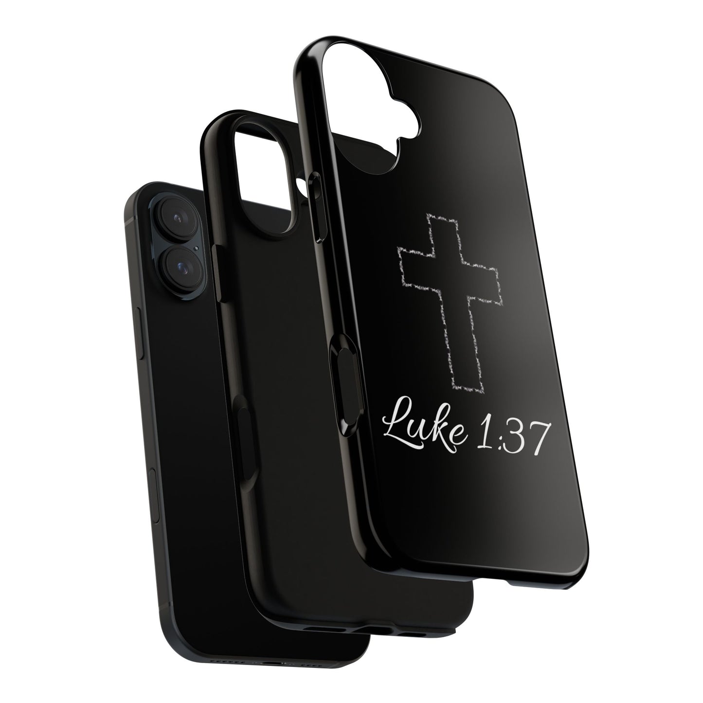 Inspirational Phone Case with Cross - Luke 1:37