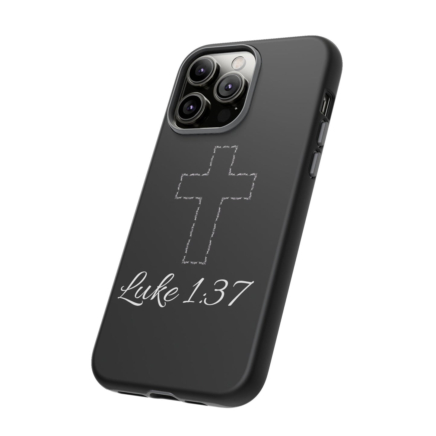 Inspirational Phone Case with Cross - Luke 1:37