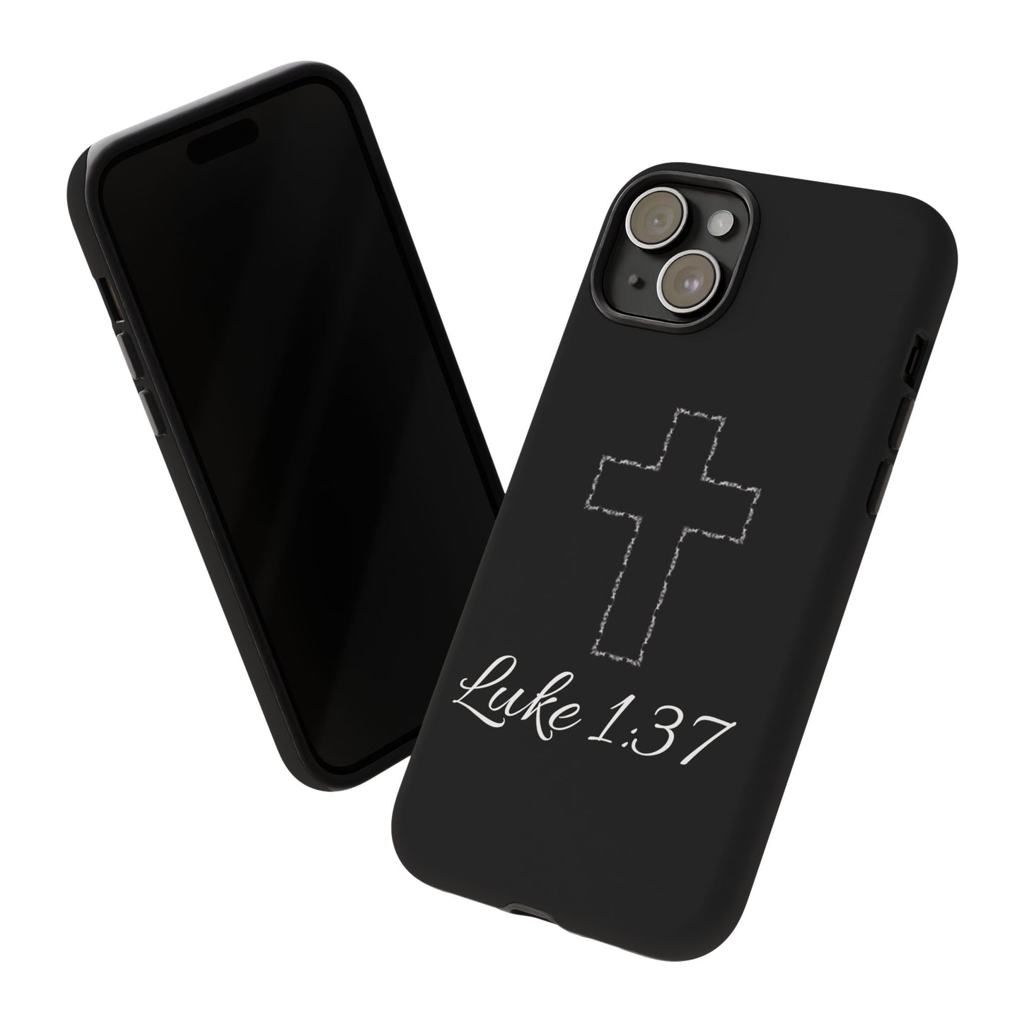 Inspirational Phone Case with Cross - Luke 1:37