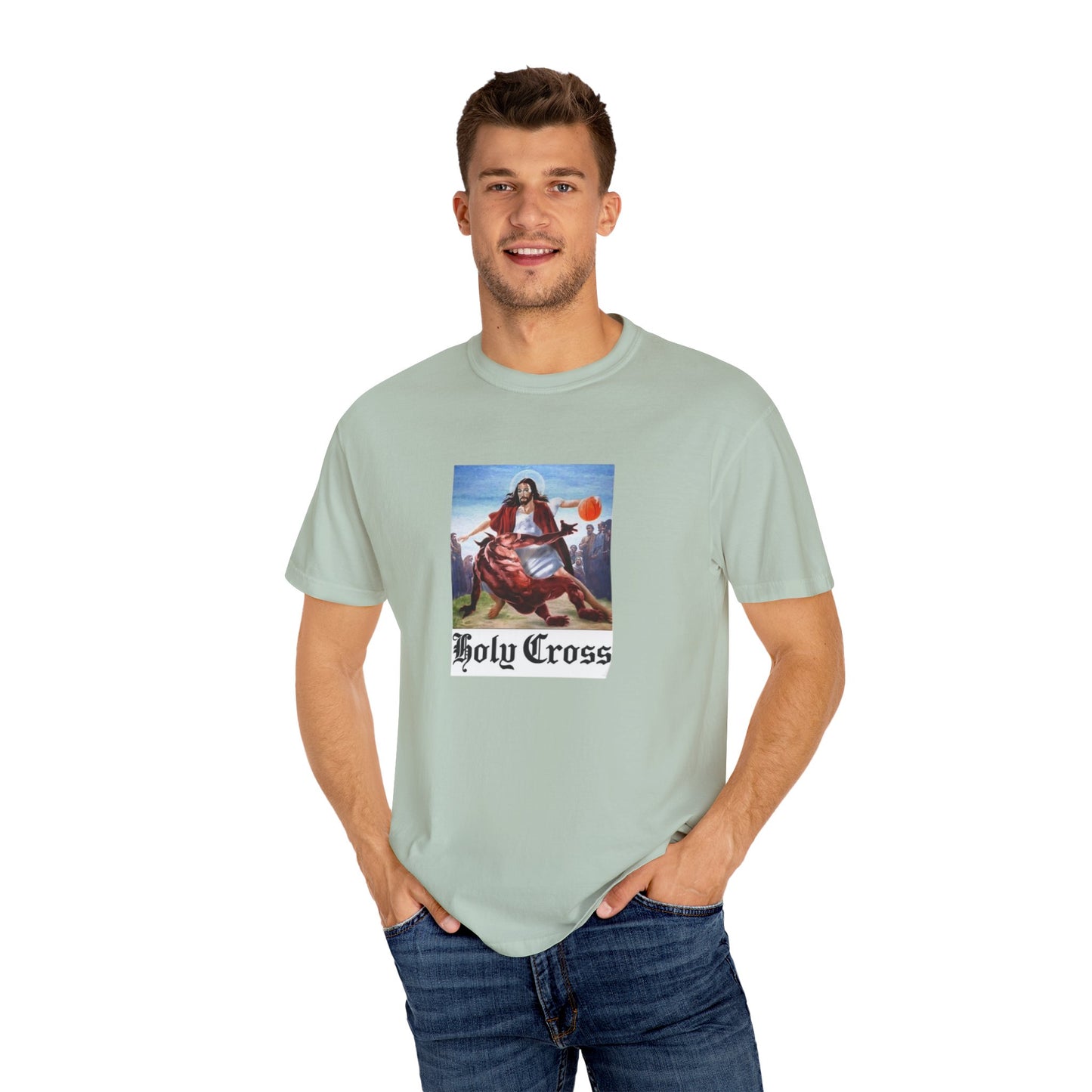 Holy Cross Unisex Garment-Dyed T-Shirt | Vintage Religious Art Tee