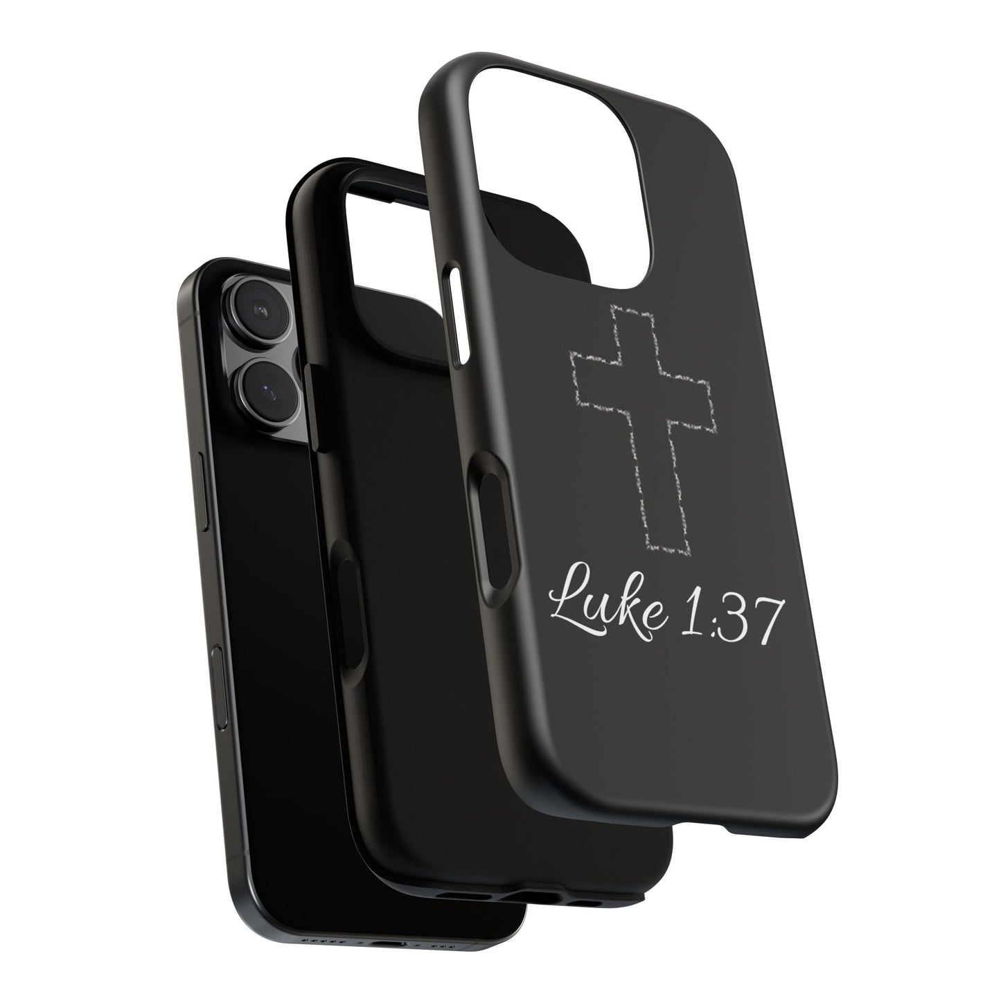 Inspirational Phone Case with Cross - Luke 1:37