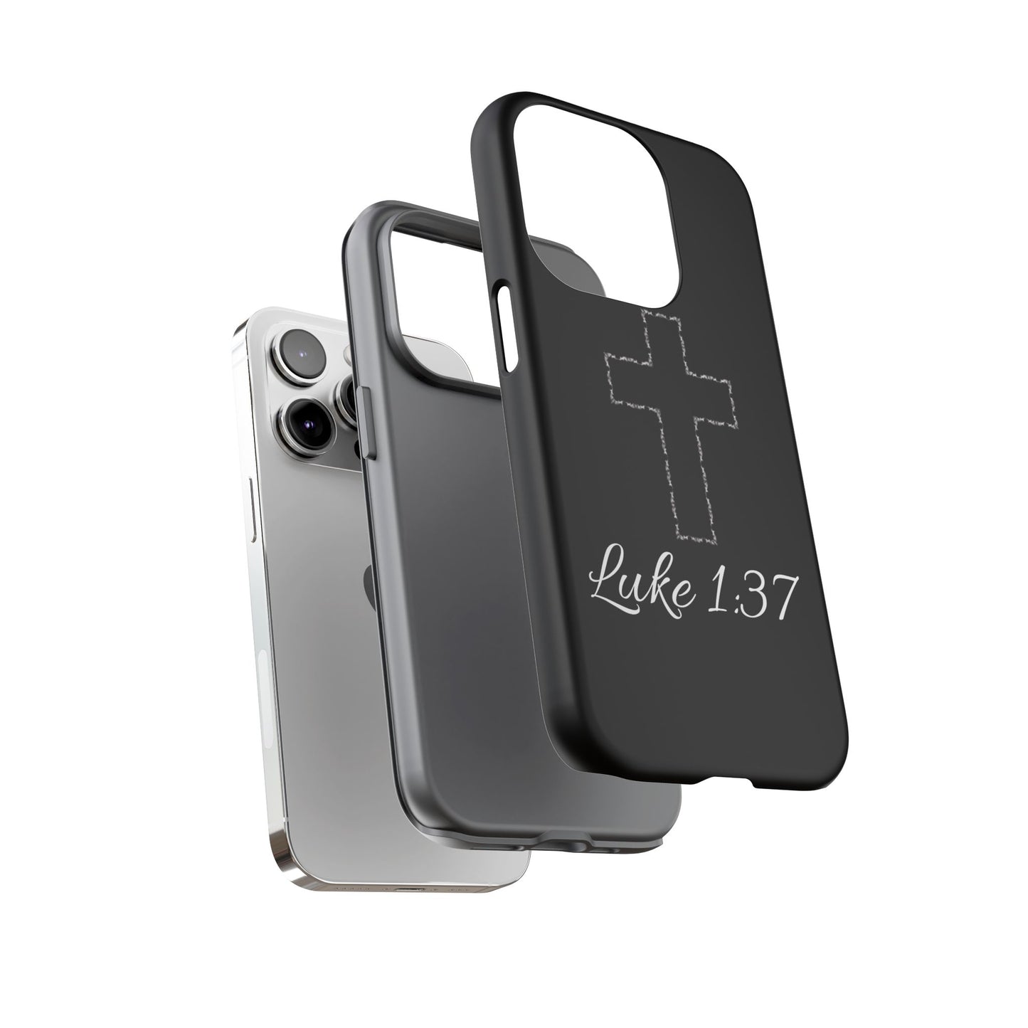 Inspirational Phone Case with Cross - Luke 1:37