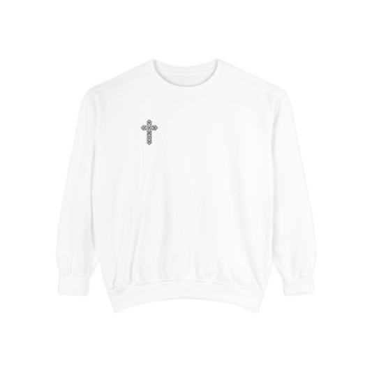 Garment-Dyed Cross Sweatshirt for Comfort & Faith