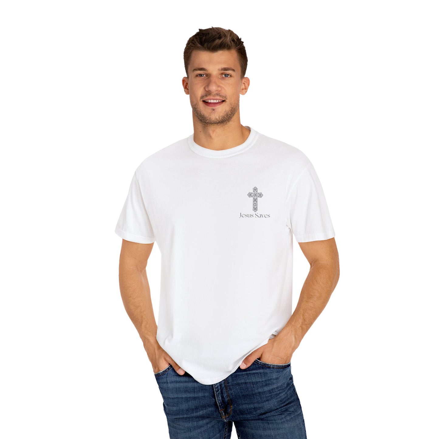 Unisex Christian Inspirational T-Shirt - 'Jesus Saves' Design with Luke 1:37