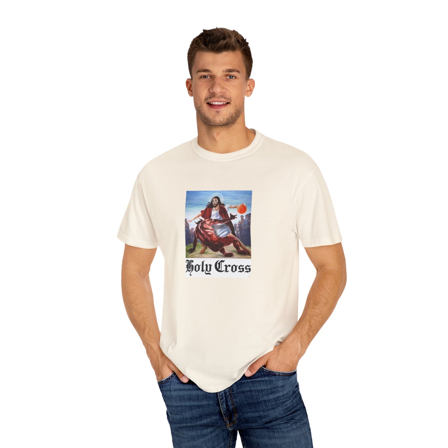 Holy Cross Unisex Garment-Dyed T-Shirt | Vintage Religious Art Tee