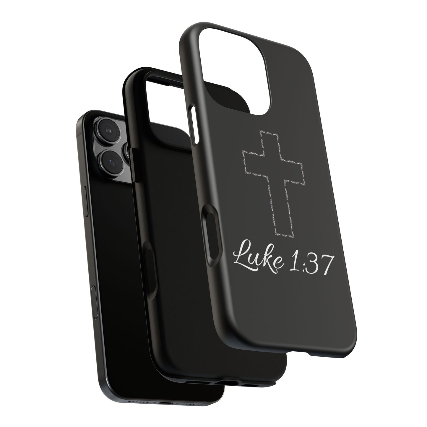 Inspirational Phone Case with Cross - Luke 1:37