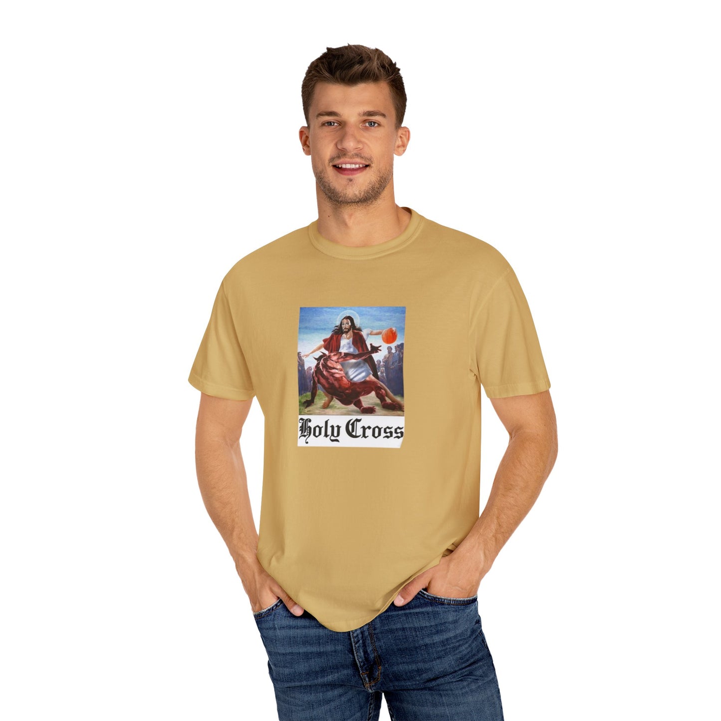 Holy Cross Unisex Garment-Dyed T-Shirt | Vintage Religious Art Tee