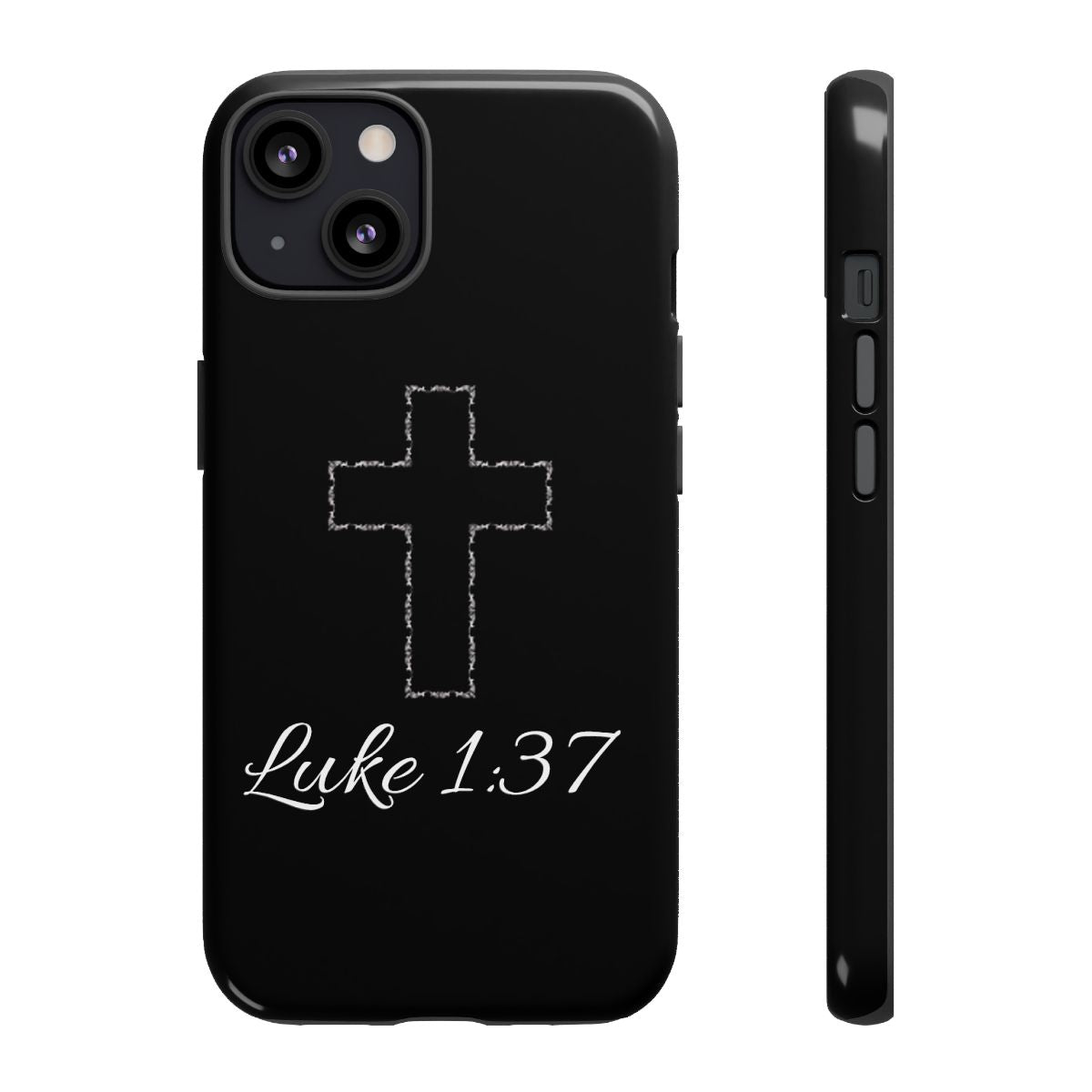 Inspirational Phone Case with Cross - Luke 1:37