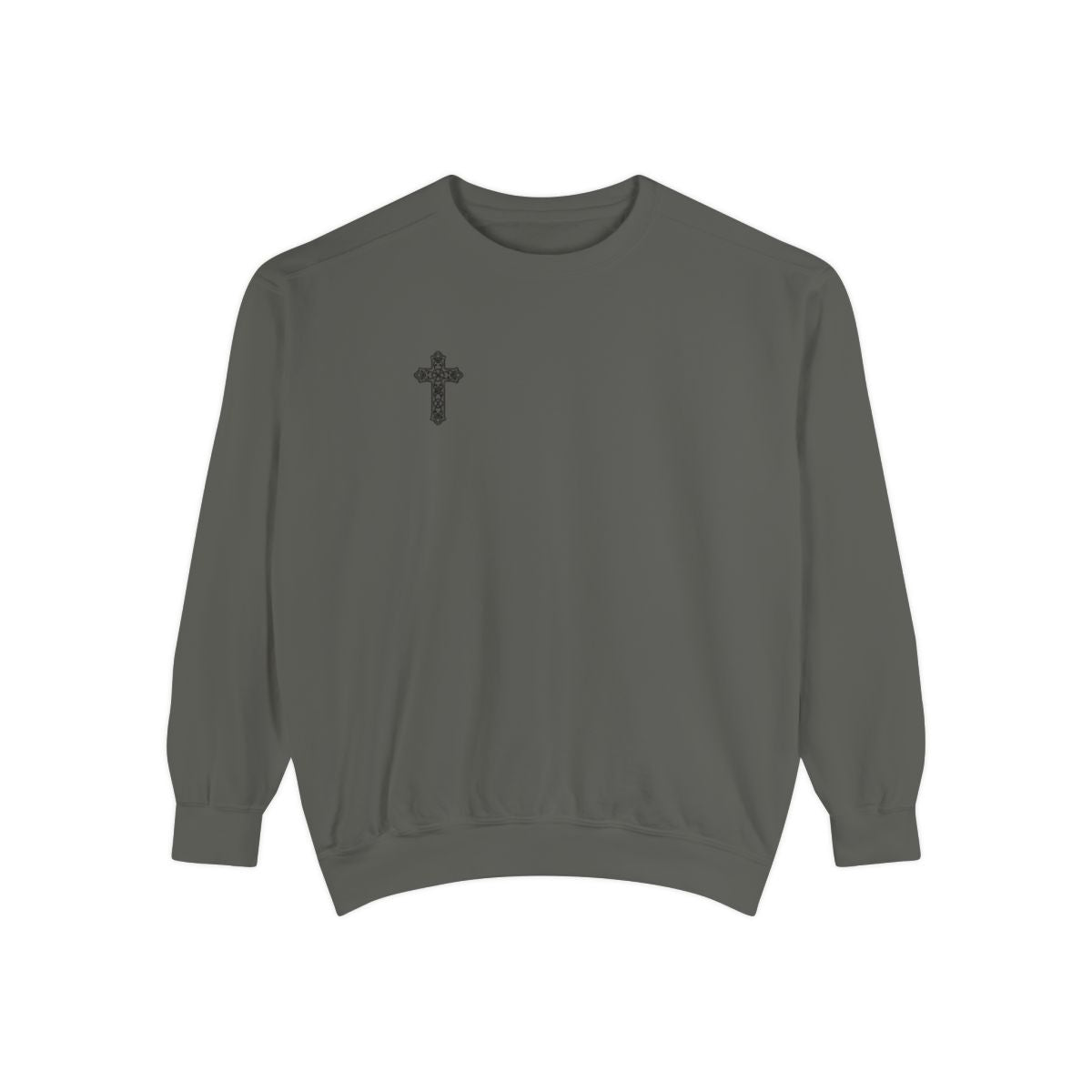 Garment-Dyed Cross Sweatshirt for Comfort & Faith